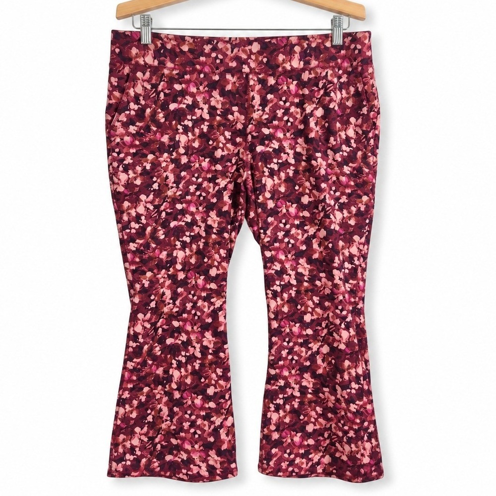 Denim & Co Pants Womens 3X Petite Deep Wine Duo Stretch Lightly Boot Cut A712432